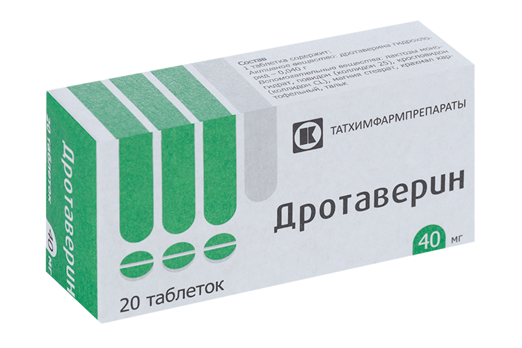 

Дротаверин 40 мг, 20 шт, таблетки
