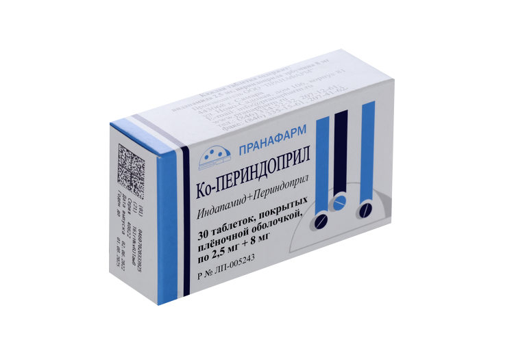

Ко-Периндоприл 2.5 мг+8 мг, 30 шт, таблетки покрытые пленочной оболочкой