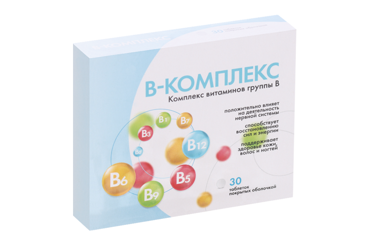 Витамины В-Комплекс, 30 шт, таблетки покрытые пленочной оболочкой