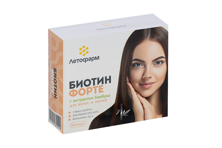 

Биотин форте с экстрактом бамбука д/волос и ногтей, 60 шт, капсулы