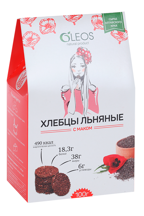 

Хлебцы Олеос льняные с маком, 100 г