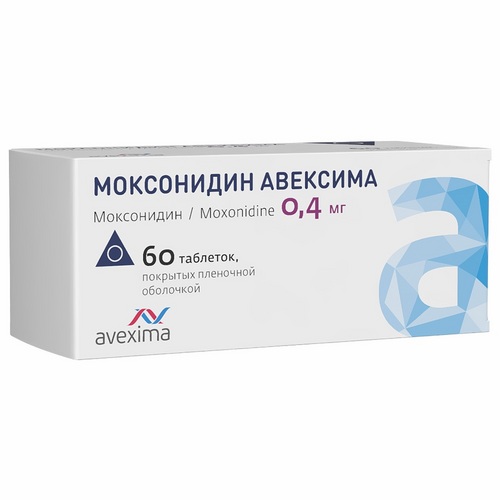 Моксонидин Авексима 0.4 мг, 60 шт, таблетки покрытые пленочной оболочкой