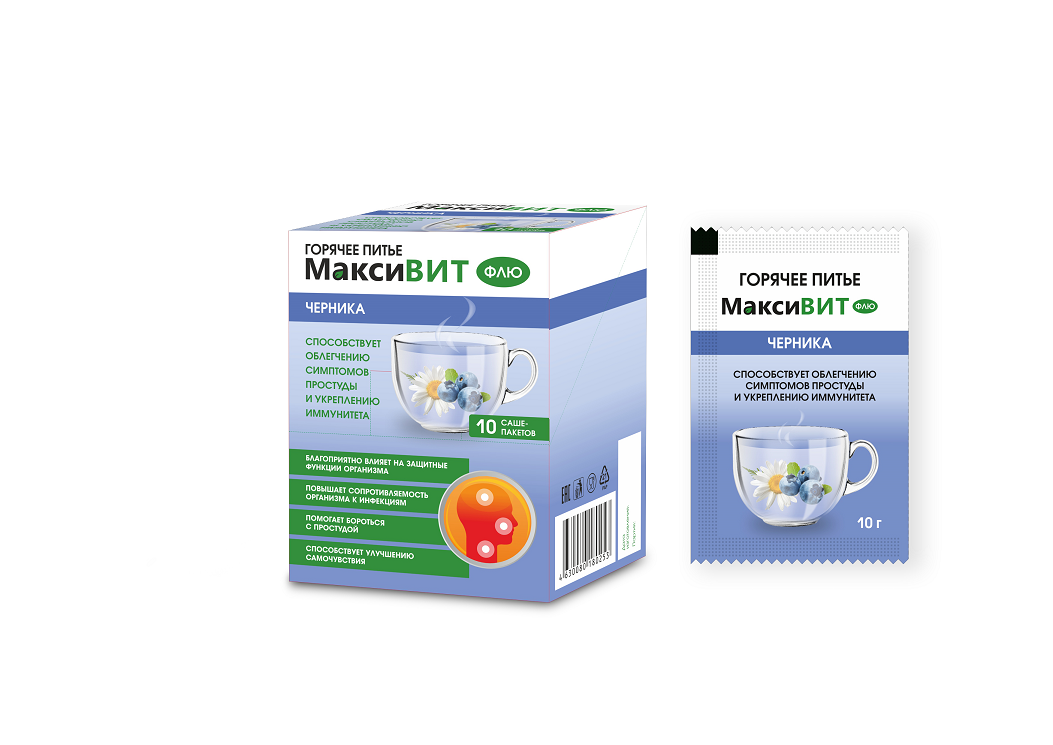 

Горячее питье Максивит черника, 10 г, 10 шт, порошок