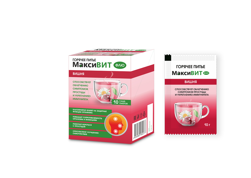 Горячее питье Максивит вишня, 10 г, 10 шт, порошок