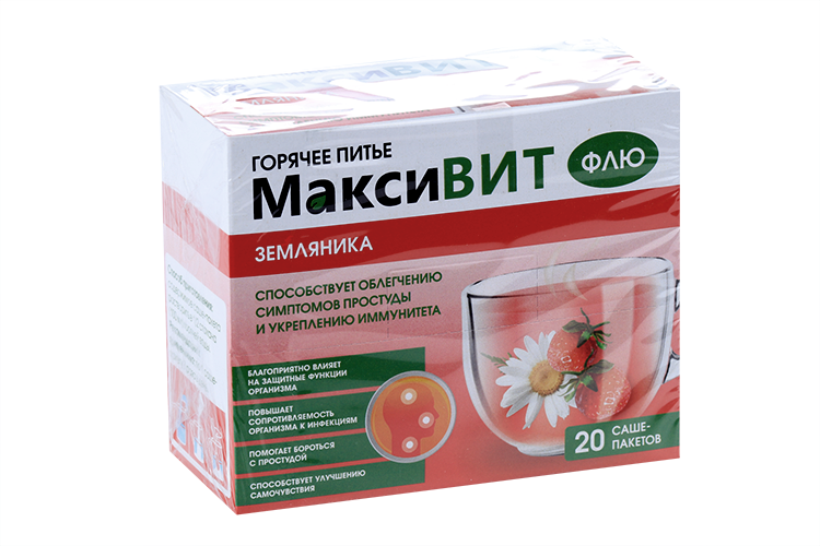 Горячее питье Максивит земляника, 10 г, 20 шт, порошок