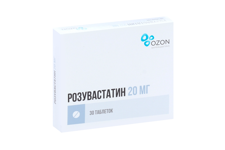 

Розувастатин 20 мг, 30 шт, таблетки покрытые пленочной оболочкой