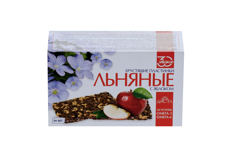 

Пластинки льняные хрустящие с яблоком, 30 шт