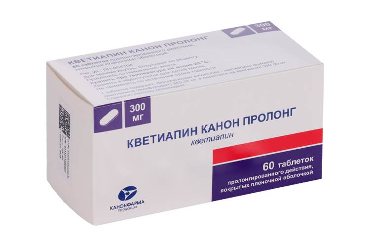 

Кветиапин Канон Пролонг 300 мг, 60 шт, таблетки пролонгированного действия покрытые пленочной оболочкой