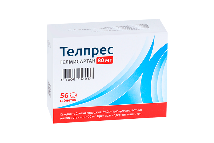 

Телпрес 80 мг, 56 шт, таблетки