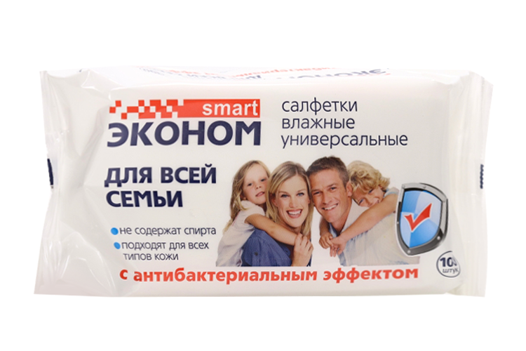 Салфетки Смарт Эконом влажн антибактер, 100 шт