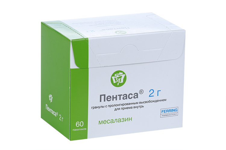 

Пентаса, 2 г, 60 шт, гранулы с пролонгированным высвобождением для приема внутрь