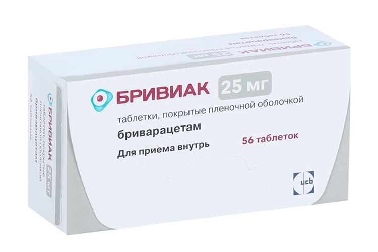 

Бривиак, 25 мг, 56 шт, таблетки покрытые пленочной оболочкой