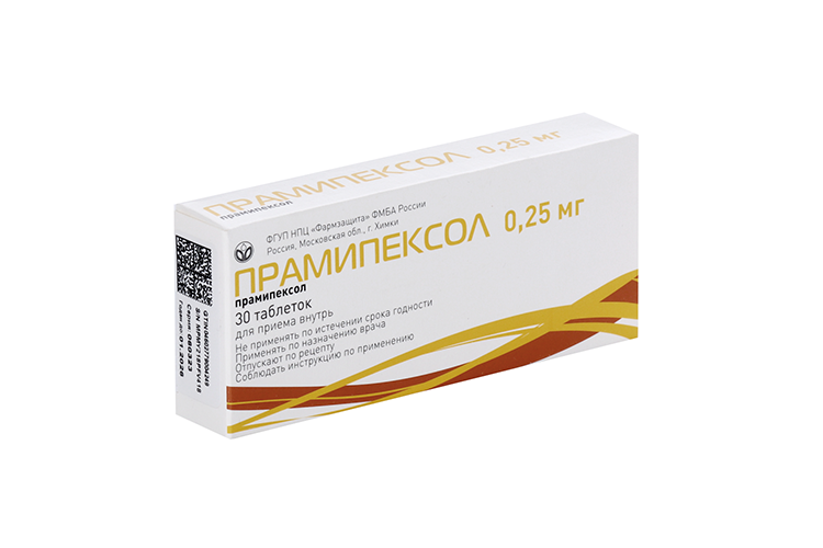 

Прамипексол 0.25 мг, 30 шт, таблетки