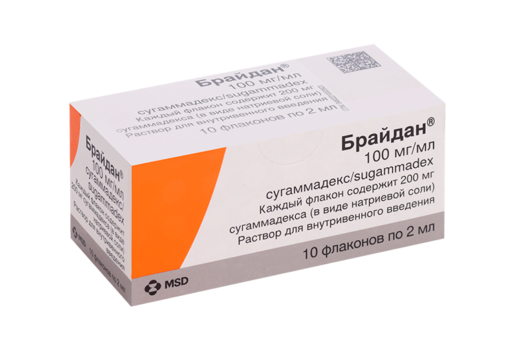 

Брайдан 100 мг/мл, 2 мл, 10 шт, раствор для внутривенного введения
