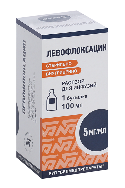 

Левофлоксацин 5 мг/мл, 100 мл, раствор для инфузий