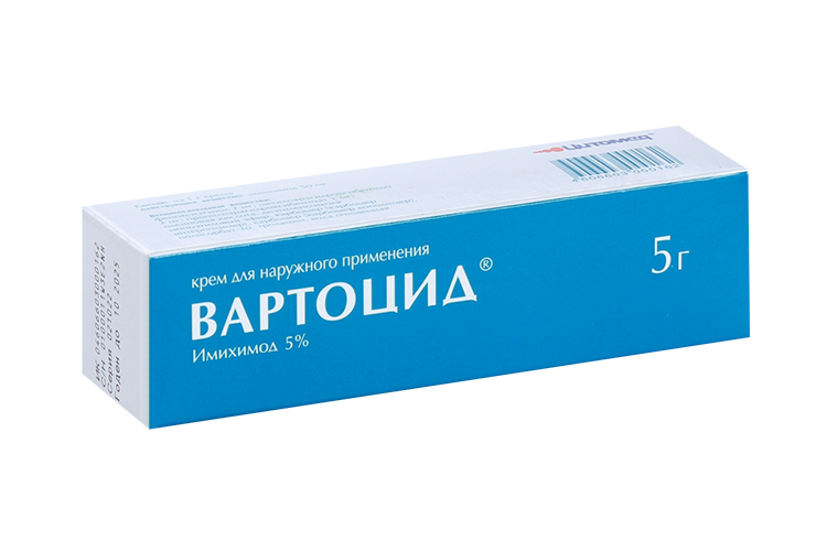 

Вартоцид 5%, 5 г, крем для наружного применения