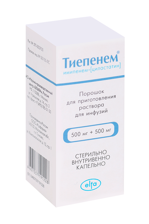 

Тиепенем 500 мг+500 мг, порошок для приготовления раствора для инфузий
