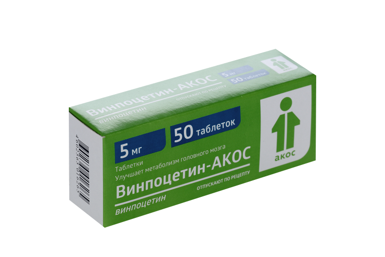 

Винпоцетин-АКОС 5 мг, 50 шт, таблетки