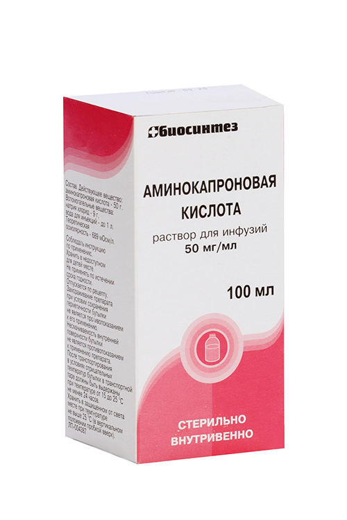 

Аминокапроновая к-та 5%, 100 мл, раствор для инфузий