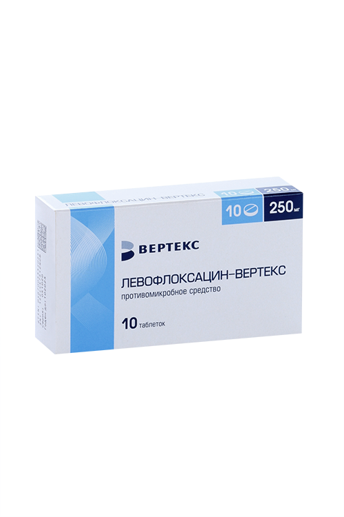 

Левофлоксацин-Вертекс 250 мг, 10 шт, таблетки покрытые пленочной оболочкой