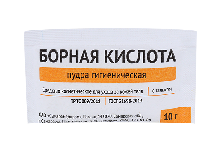 Борная к-та, 10 г, пудра гигиеническая с тальком