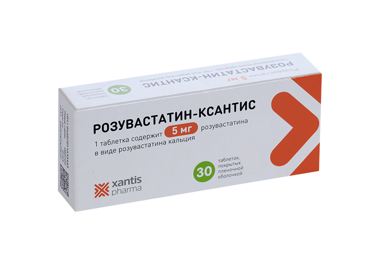 

Розувастатин-Ксантис 5 мг, 30 шт, таблетки покрытые пленочной оболочкой