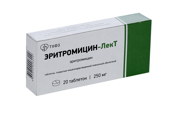 эритромицин таблетки 250 мг 20 шт Эритромицин-ЛекТ 250 мг, 10 шт, таблетки покрытые кишечнорастворимой оболочкой