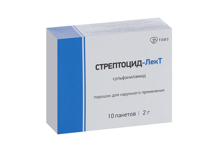 

Стрептоцид-ЛекТ, 2 г, 10 шт, порошок для наружного применения