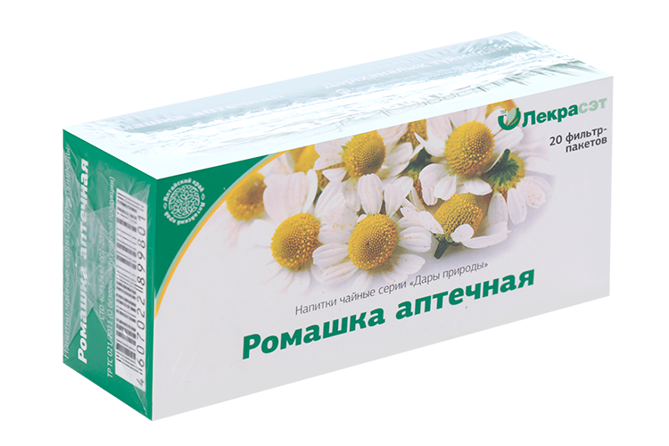 

Чайный напиток Дары природы Лекрасэт Ромашка аптечная, 1,5 г, 20 шт, фильтр-пакет