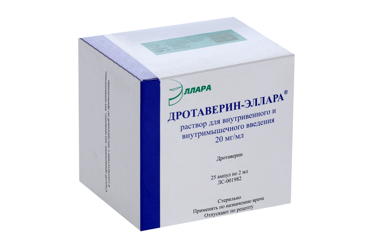 

Дротаверин-Эллара 20 мг/мл, 2 мл, 25 шт, раствор для внутривенного и внутримышечного введения