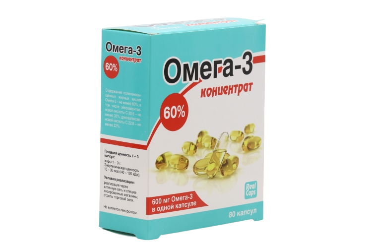 Концентрат Омега-3 60%, 1 000 мг, 80 шт, капсулы