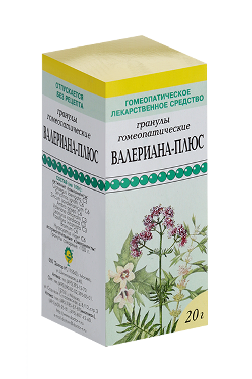 

Валериана-плюс, 20 г, гранулы гомеопатические