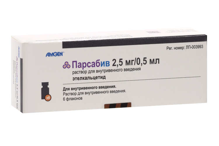 

Парсабив 2.5 мг/0.5 мл, 6 шт, раствор для внутривенного введения