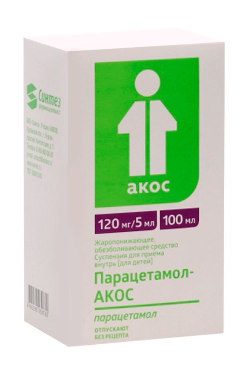

Парацетамол-АКОС 120 мг/5 мл, 100 мл, суспензия для приема внутрь