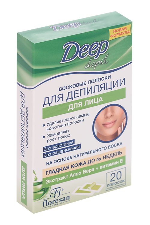 

Полоски восковые Floresan Deep depil д/депиляции лица Алоэ вера, 20 шт