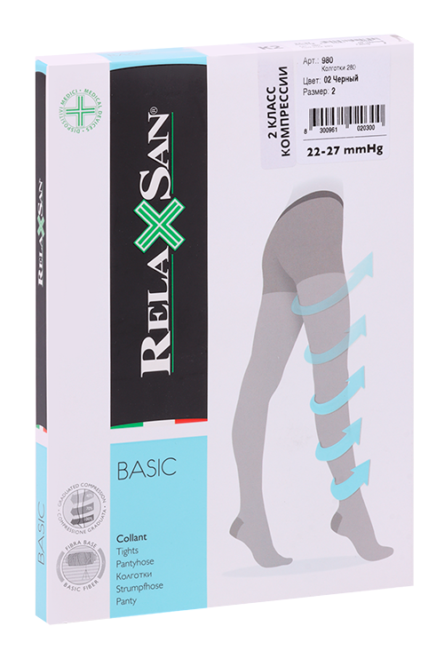 

Колготки RELAXSAN Basic 280 den 2 кл компр черный р 2
