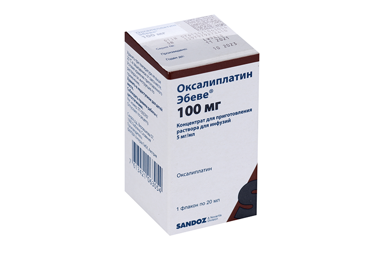 

Оксалиплатин-Эбеве 5 мг/мл, 20 мл, концентрат для приготовления раствора для инфузий