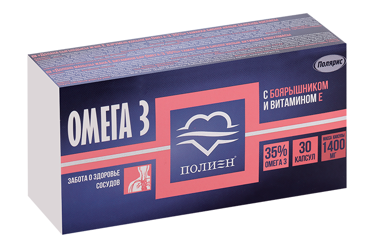 

Омега-3 35% с боярышником и вит Е, 1 400 мг, 30 шт, капсулы