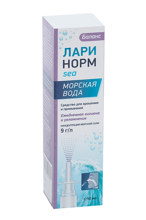 

Ларинорм Море баланс средство д/орошения/промыв 9 г/л, 50 мл