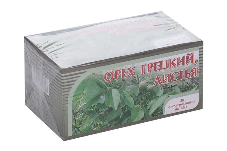 

Грецкий орех, 1,5 г, 20 шт, листья измельченные