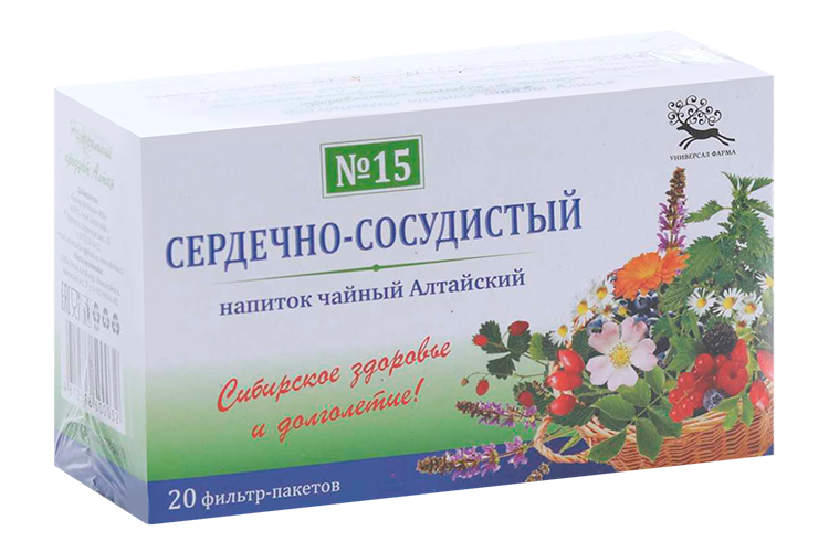 

Чайный напиток Алтайский №15 Сердечнососудистый 1,5 г, 20 шт, фильтр-пакет