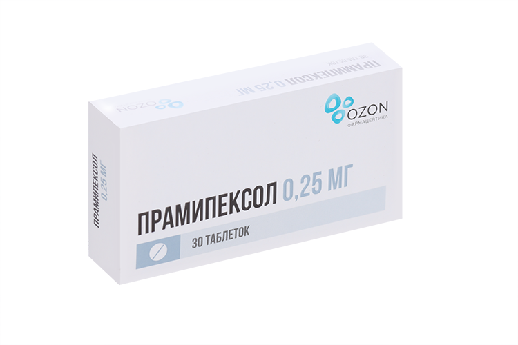 

Прамипексол 0.25 мг, 30 шт, таблетки