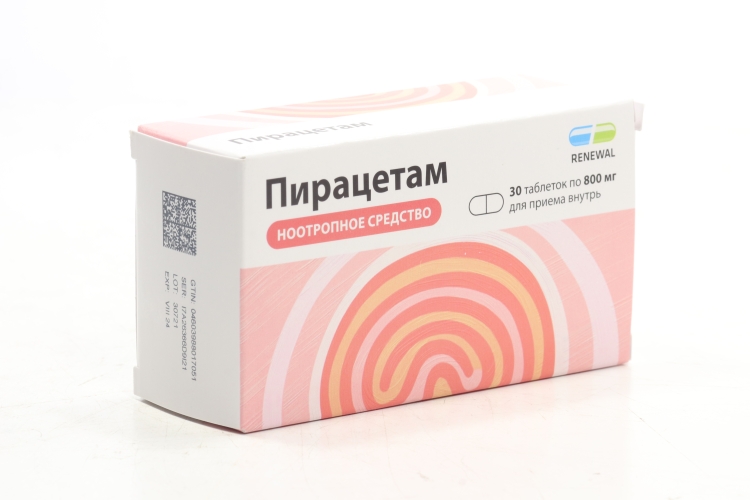 Пирацетам 800 мг, 30 шт, таблетки покрытые пленочной оболочкой – купить ...
