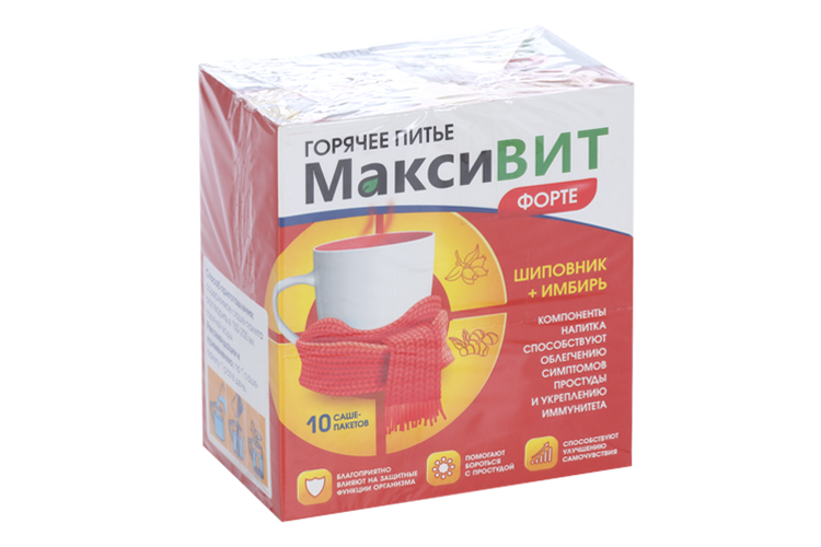 

Горячее питье Максивит Форте шиповник/имбирь, 16 г, 10 шт, порошок