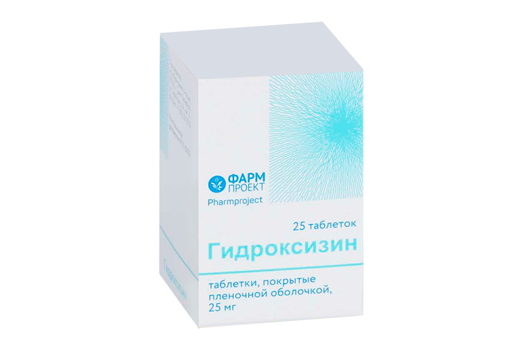 Гидроксизин 25 мг, 25 шт, таблетки покрытые пленочной оболочкой Фармпроект (Д)
