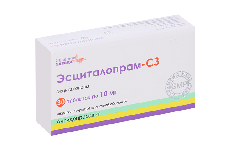 Эсциталопрам-СЗ 10 мг, 30 шт, таблетки покрытые пленочной оболочкой