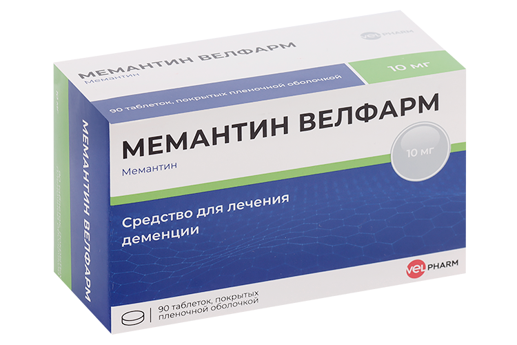 

Мемантин Велфарм 10 мг, 90 шт, таблетки покрытые пленочной оболочкой