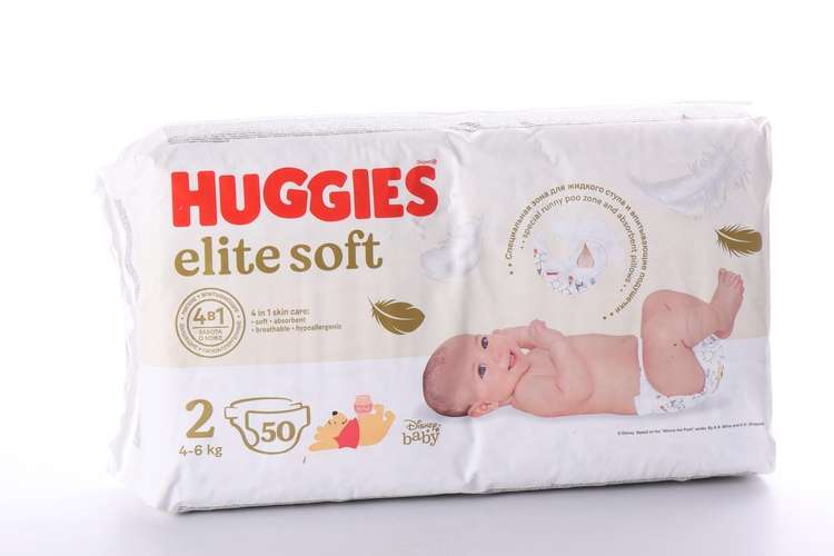 Подгузники HUGGIES Elite Soft 2 4-6 кг 50 шт 966₽