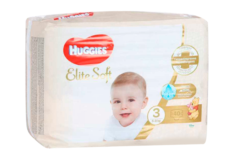 

Подгузники HUGGIES Elite Soft 3 (5-9 кг), 40 шт