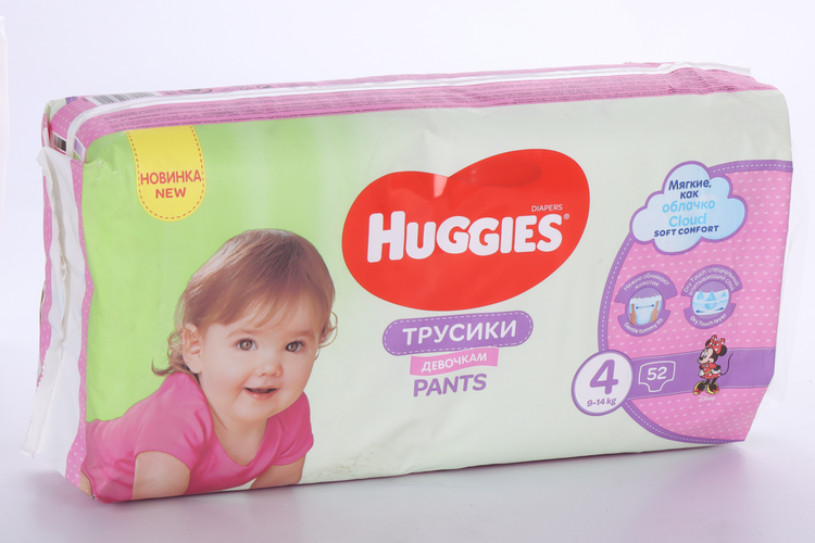 Трусики-подгузники HUGGIES Мега 4 для девочек 52 шт (9-14кг) трусики huggies 4 для девочек 9 14 кг 52 шт